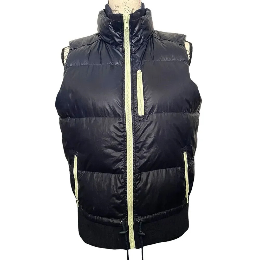 Carve Designs Women Puffer‎ Vest M Navy Blue 750 Fill Goose Down Zip Up Winter